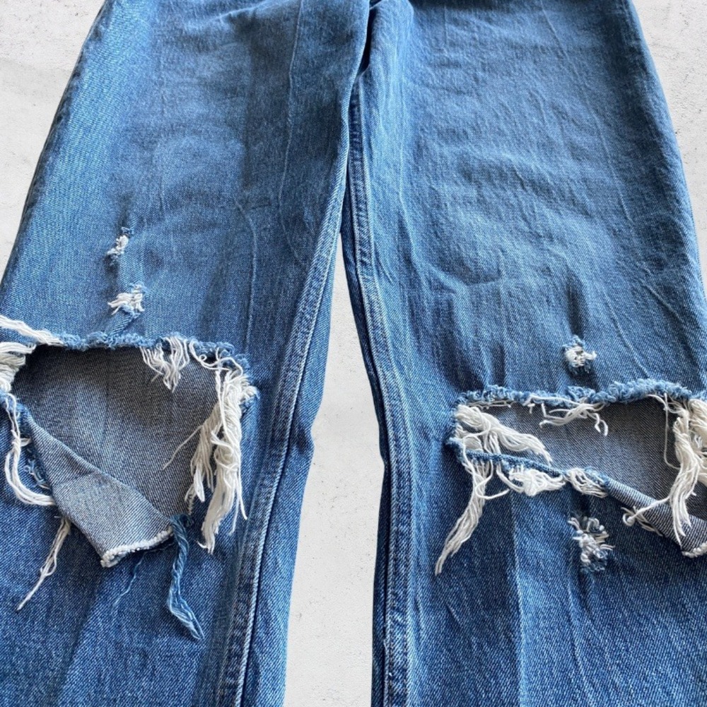 Abercrombie & Fitch Jeans Womens 6 Blue 90s Straight Ultra High Rise Distressed - Picture 4 of 9